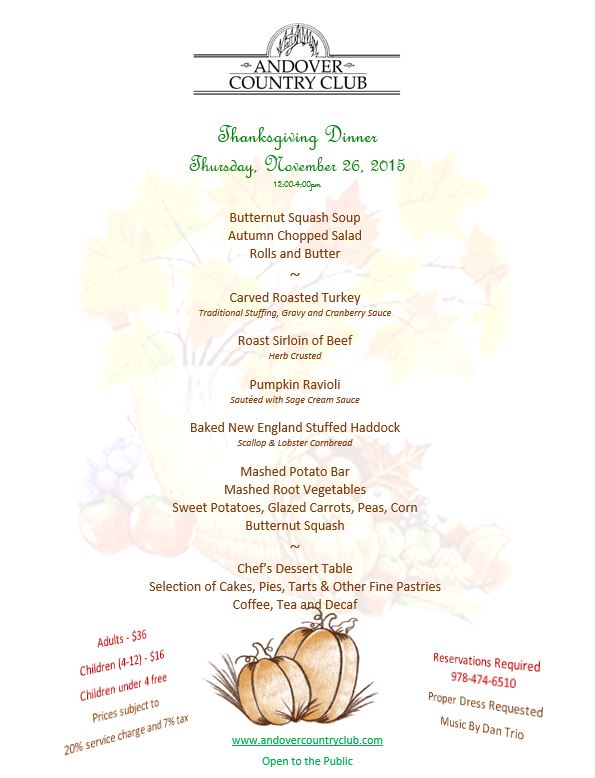 Andover Country Club Thanksgiving Dinner Greater Lowell Chamber of